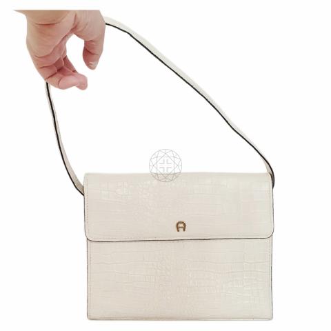 Sell Aigner Vintage Embossed Shoulder Bag White HuntStreet