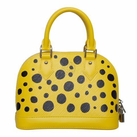 LOUIS VUITTON Limited Yayoi Kusama Yellow Vernis Black Dots Lockit MM