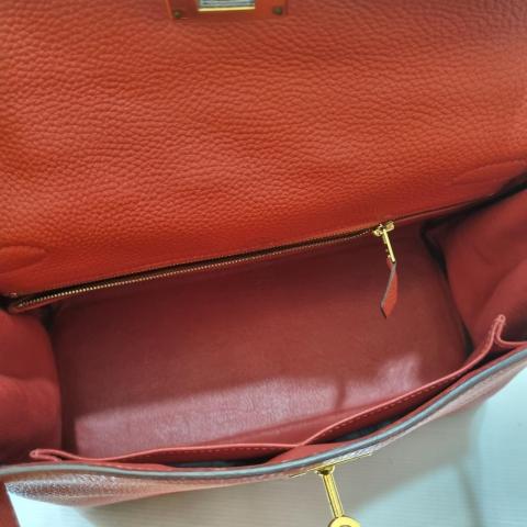 Hermes Kelly Handbag Rouge Pivoine Togo with Gold Hardware 28 Red