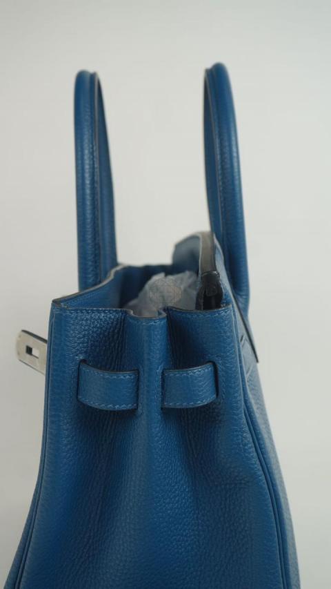 Hermes Birkin bag 30 Blue de galice Togo leather Gold hardware