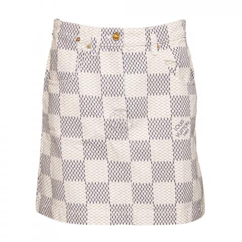 Louis Vuitton Damier Azur Denim A-Line Mini Skirt ECRU. Size 36