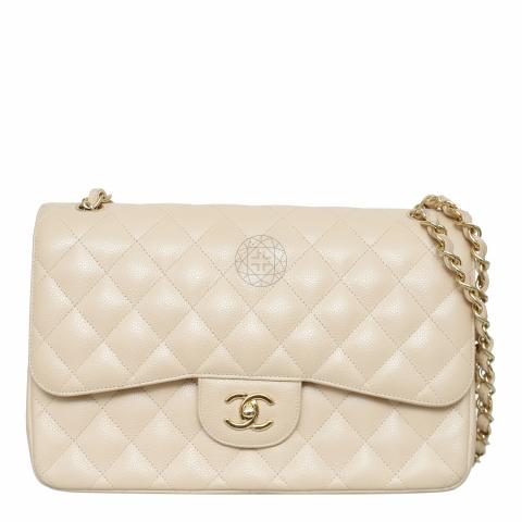 Chanel Classic Flap Nude Caviar Leather Large/ Jumbo