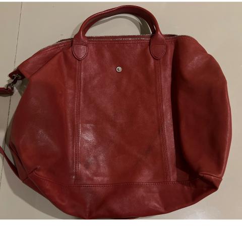 Longchamp cuir red lacquer hotsell