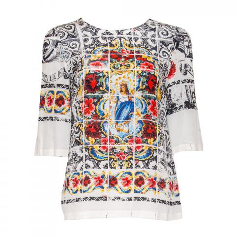 Dolce & Gabbana Majolica Multicolor Print Top