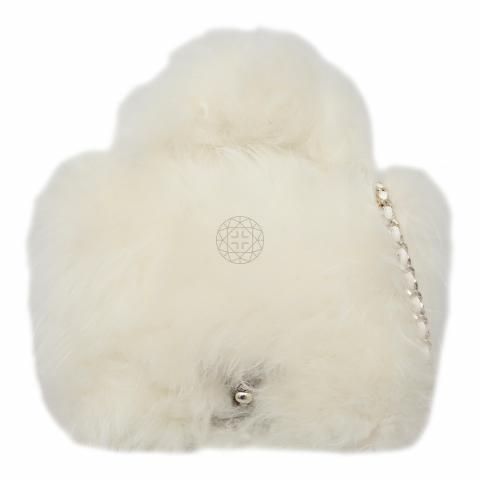 Chanel white fur online bag