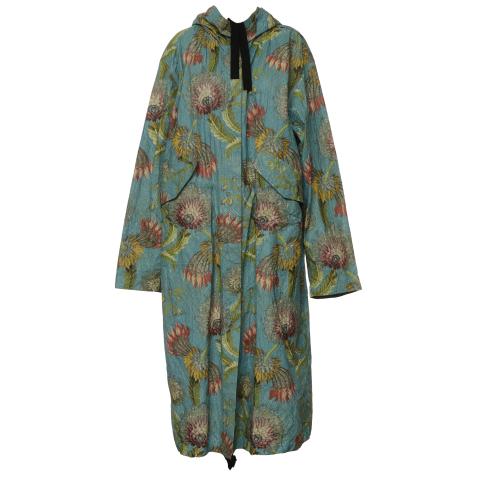 Sell Dries Van Noten Oversize Printed Coated Coat Blue