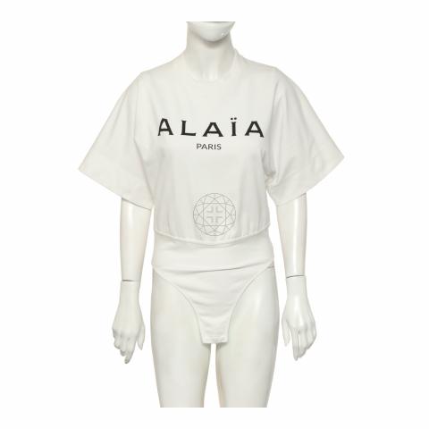 Sell Alaïa Printed Logo T-Shirt Bodysuit - White