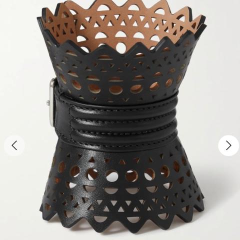 Sell Alaïa Buckled Laser-Cut Corset Leather Cuff - Black | HuntStreet.com