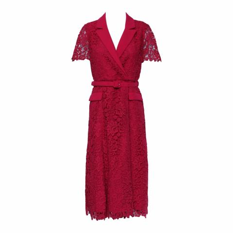Sell Self Portrait Lace Midi Dress - Magenta | HuntStreet.com