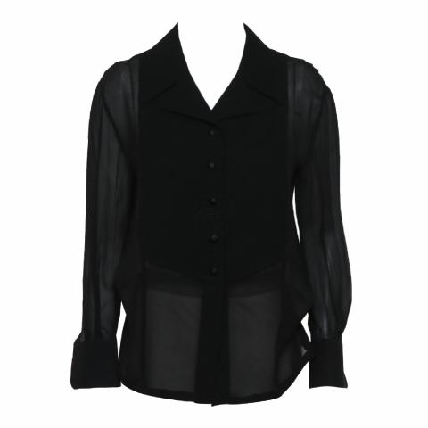 evereve black dress Sheer Textured Shirt, 50