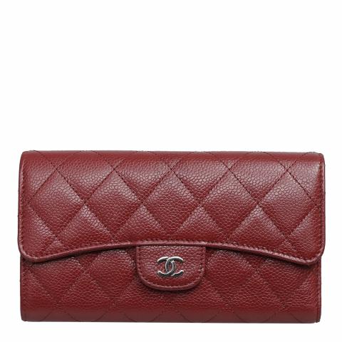 Sell Chanel Caviar Trifold Long Wallet Red