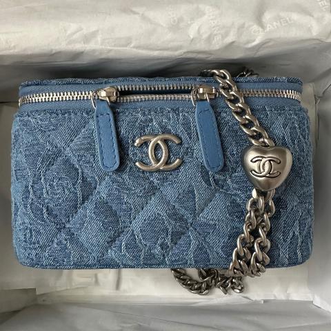 Sell Chanel Camellia Denim Vanity Bag with Heart Adjustable Chain