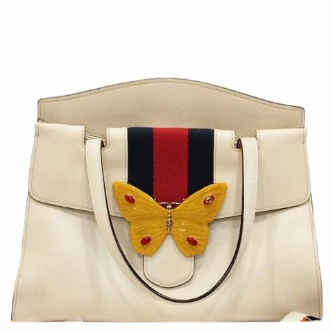 Gucci white best sale butterfly bag