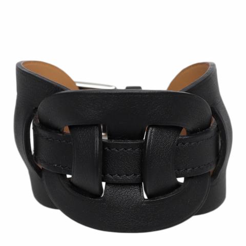 Hermes black leather on sale bracelet