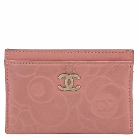 Chanel red best sale camellia card holder