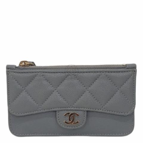 Sell Chanel Caviar Zip Card Wallet Grey HuntStreet