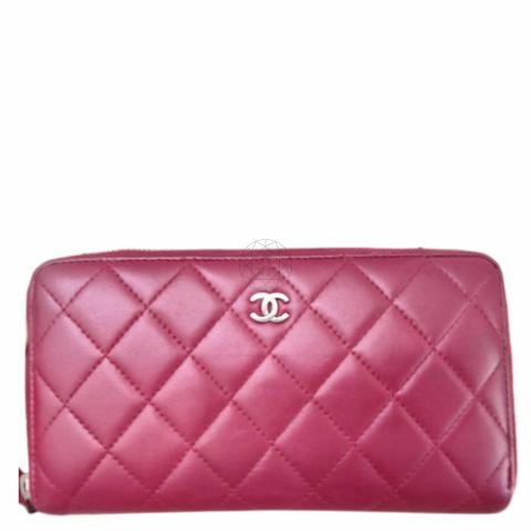 Sell Chanel Quilted Zip-Around Wallet - Red | HuntStreet.com