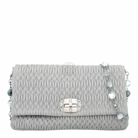 Sell Miu Miu Crystal Embellished Matelass Flap Bag Grey