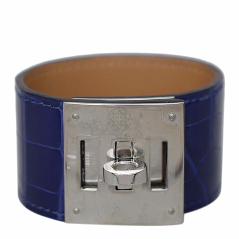 Hermès Matte Alligator Kelly Dog Bracelet Blue