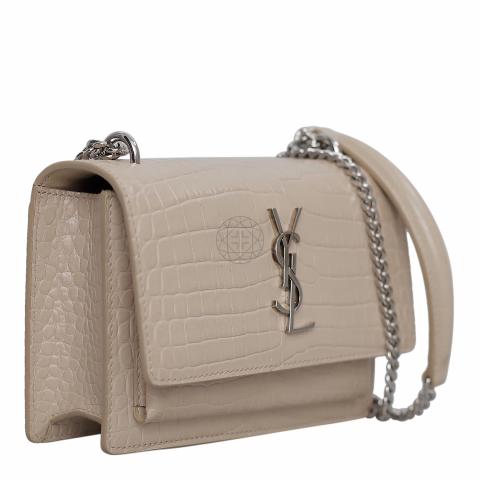 Sell Saint Laurent Croco Embossed Sunset Chain Crossbody Bag