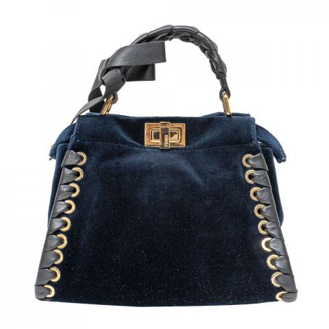 Sell Fendi Velvet Whipstitch Peekaboo Mini Bag Navy Blue HuntStreet