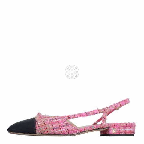 Sell Chanel Tweed Slingback Flats - Black/Pink | HuntStreet.com