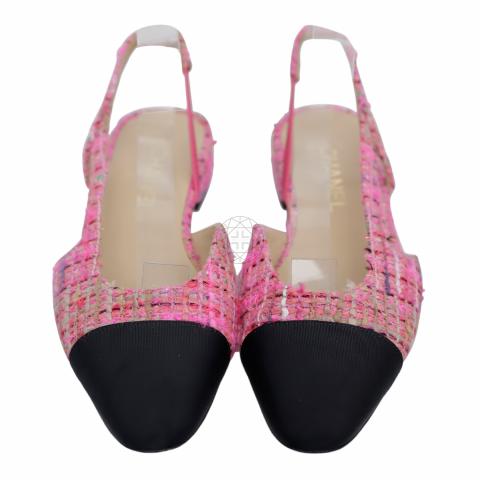 Sell Chanel Tweed Slingback Flats - Black/Pink | HuntStreet.com