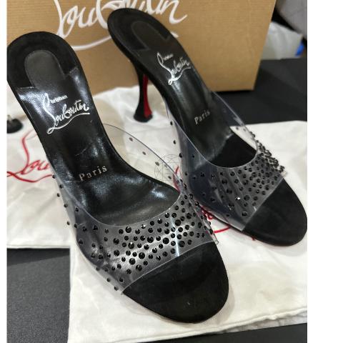 Sell Christian Louboutin Degramule Strass 85 Sandals - Black |  HuntStreet.com