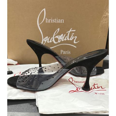 Sell Christian Louboutin Degramule Strass 85 Sandals - Black |  HuntStreet.com