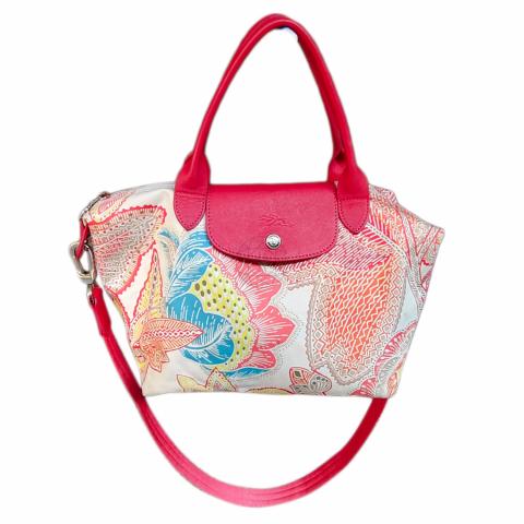 Sell Longchamp Medium Fleur Printed Le Pliage Bag Red/Multicolor