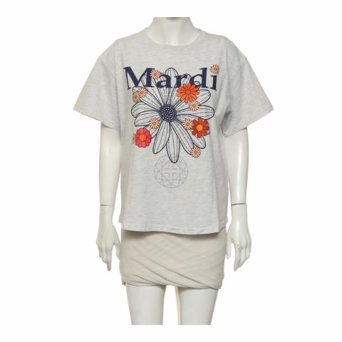 ●Mardi Mercredi●UNISEX SHIRT NEEDLEWORK+BERMUDA SET_GREY Tshirt Flowermardi in White Lightgrey by Mardi Mercredi