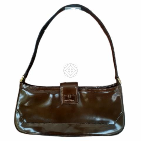 Sell Salvatore Ferragamo Gancini Shoulder Bag - Brown/Green