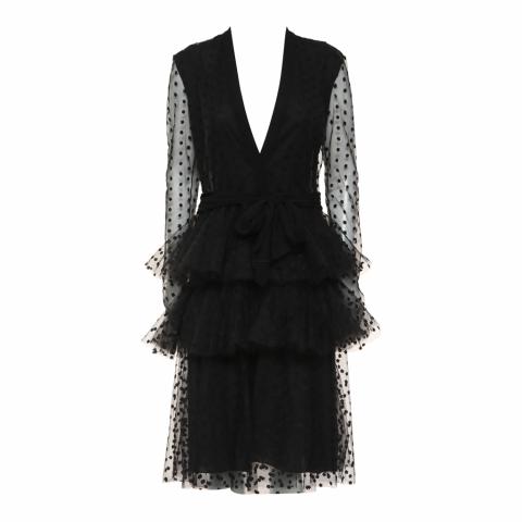chinese dress ladies Philosophy Di Lorenzo Serafini Red Lace Trim Short Long Sleeve Dress   Phoenix Style