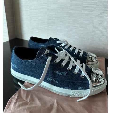 Sell Miu Miu Embellished Denim Sneakers - Blue | HuntStreet.com