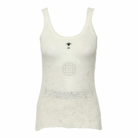 Sell Christian Dior 2024 Spring/Summer Distressed Tank Top - White
