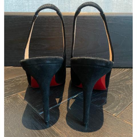 Sell Christian Louboutin Suede Kate Sling 85 Pumps - Black