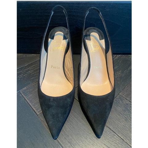 Sell Christian Louboutin Suede Kate Sling 85 Pumps - Black