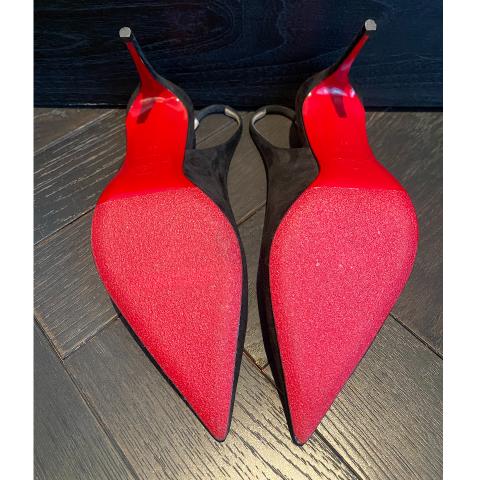 Sell Christian Louboutin Suede Kate Sling 85 Pumps - Black