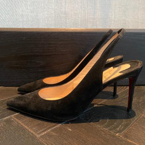 Sell Christian Louboutin Suede Kate Sling 85 Pumps - Black