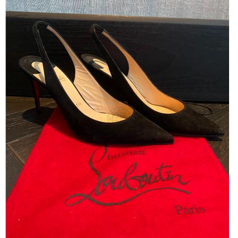 Sell Christian Louboutin Suede Kate Sling 85 Pumps - Black