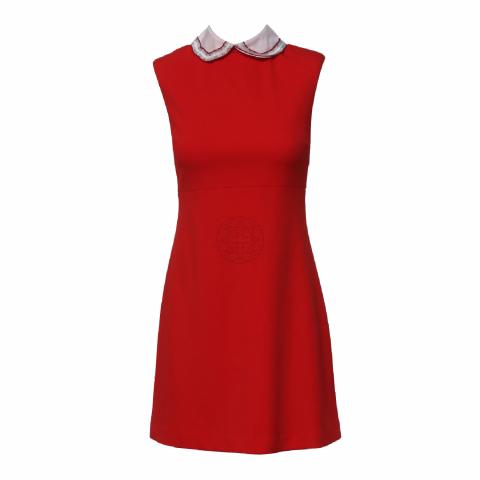 Sell Maje Beaded Peter Pan Collar Sleeveless Dresss - Red | HuntStreet.com