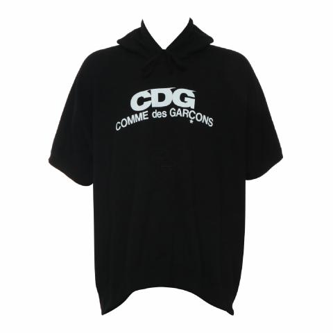 Sell Comme des Garçons Sleeveless Logo Printed Hoodie Black