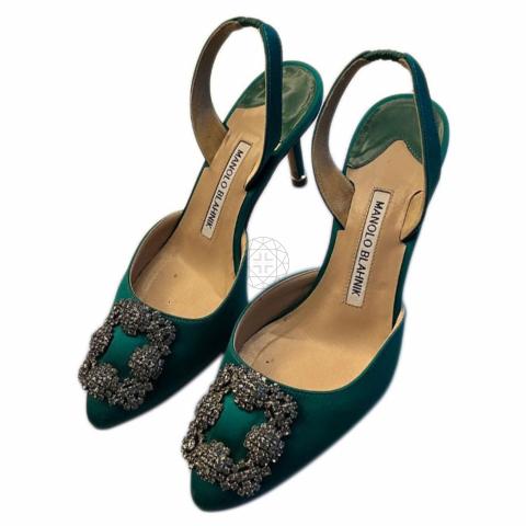 Sell Manolo Blahnik Hangisi Slingback Pumps Green