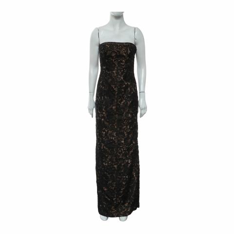 knee length dresses for ladies V-Neck Gown with Trumpet Skirt 8 / Noir