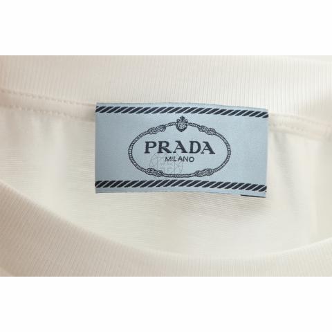 Sell Prada Blue Logo Patch White T-Shirt White