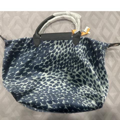 Sell Longchamp Printed Velvet Le Pliage Tote Blue