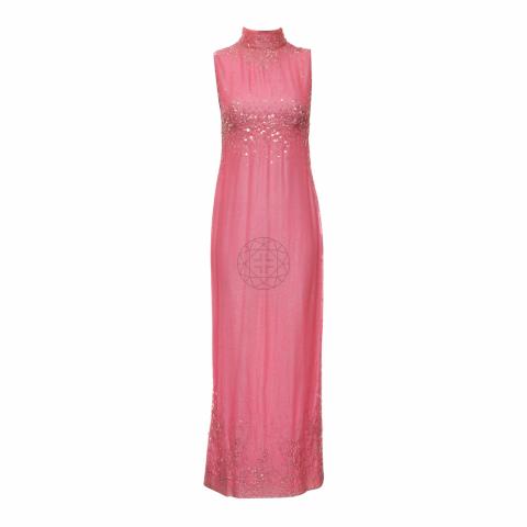 Sell Chanel Vintage 97P Sequin Turtle Neck Sleeveless Dress Pink