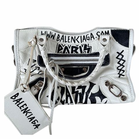 Sell Balenciaga Mini City Graffiti - White | HuntStreet.com