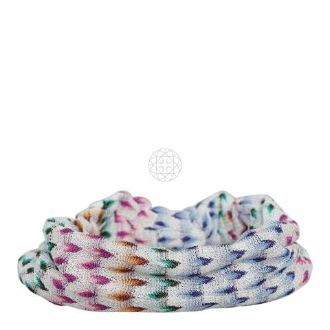 M by Missoni Multicolor Knit Headband in Blue, Purple & Pink Missoni Multicolor Chevron Knit Headband One Size Missoni  main image 4