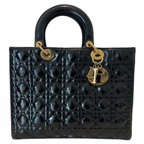 Sell Christian Dior Patent Large Lady Dior Bag - Black